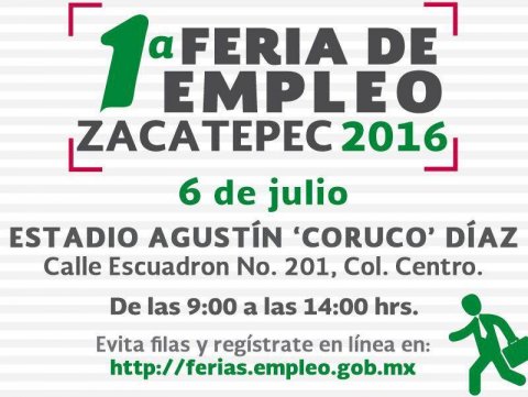 Regístrate en http://ferias.empleo.gob.mx/ a la 1° Feria de Empleo Zacatepec 2016